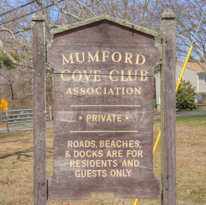 Mumford Cove Association New Sign Mystic CT Real Estate Greg Broadbent